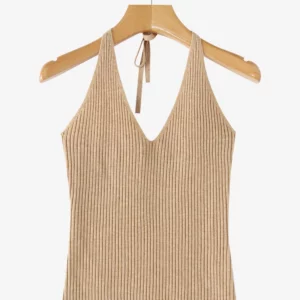 2024 ZANZEA Women Sexy V Neck Sleeveless Tanks Halter Knitted Tops Fashion Off Shoulder Sweater Vest Vintage Solid Basic Camis - Image 5