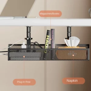 Desk Cord Storage rack No Drill Setup Under Desk Cable Organizer Metal Mesh Cable Management box High Load-Bearing Wire Holder - Image 4