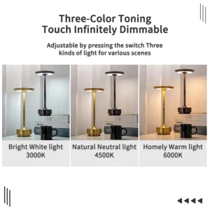 Rechargeable Wireless Table Lamp for Bedroom, Rechargeable, Touch Lamp, Camping Candle, Creative, USB-C, Desk Lamp - Image 2