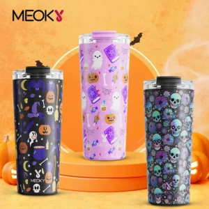 Meoky 24oz Coffee Cup Tumbler Two Ways to Drink Halloween Stainless Steel Portable Insulated Water Bottle Leak-Proof Car Mug - Image 1