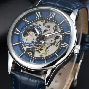 LONGLUX automatic watch rome wholesale mechanical wristwatches waterproof hollow leather mens watch men gift - Image 2