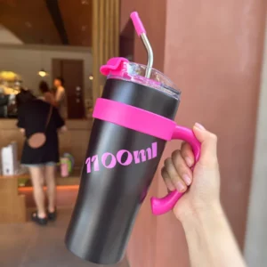 Kawaii Sainless Steel Tumbler For Coffee Car Mug Freeze Thermos 1100ml Cute Thermal Water Bottle With Straw Keep Cold Hot Cup - Image 6