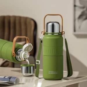 Stainless Steel Thermos Bottle Outdoor Portable Thermal Water Bottle with Carry Sleeve Large Capacity Vacuum Insulated Bottles - Image 1