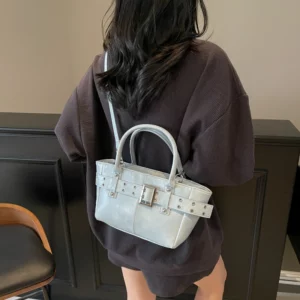 LEFTSIDE PU Leather Small square Tote Bags Lady Shoulder Bag for Women 2025 Spring Y2K Crossbody Bags Retro Handbags and Purses - Image 4