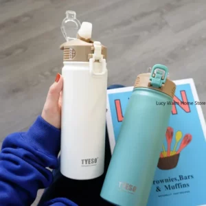 Thermal Water Bottle with Straw 750/600ML Stainless Steel Bottle Keeps Cold and Heat High Capacity Thermal Mug Thermos Bottle - Image 3