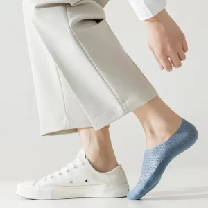 Solid Color Silicone Non-slip Sock Slippers Hollow Out Breathable Summer Invisible No Show Socks Men Male Ice Silk Sock Slippers - Image 6
