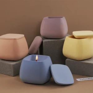 Candle Cup Square with Lid Square Gypsum Silicone Mold DIY Aromatherapy Candle Holder Decoration Ornament Storage Jar Resin Mold - Image 3