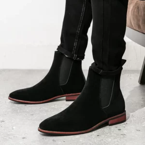 Winter Men's British Style Chelsea Boots Cow Suede Genuine Leather Men Fashion Ankle Boot Mens Casual Short Boots High-Top Shoes - Image 4