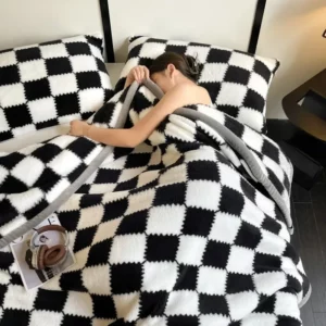 Winter Thick A Grade Plaid Coral Fleece Soft Warm Thick Bed Blankets Plush Sofa Blanket Bedding Sheet Home Office Supplies - Image 5
