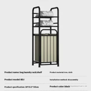 Laundry Hamper with 2-Tier Shelves Bathroom Storage Shelf for Laundrys Room Multi-function Household Laundry Storage Basket - Image 6