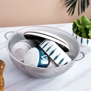 Stainless Steel Drain Basket Colander Fruit Rice Vegetable Washing Basket Strainer Drainer with Handle Kitchen Storage Tools - Image 4