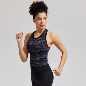 Summer Ladies Camo with Built in Bra Fitness Tank Top Slimming Body Yoga Vest Workout Sports Tops with Fixed Pads Woman Gym - Image 5