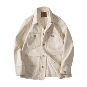 Maden Men's Vintage Classic Work Jacket Four Pockets and Five Buttons Male Spring and Autumn Beige Jacket Cotton Seed Husk Top - Image 5