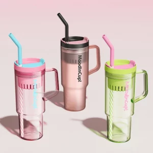 1200ml Handle Glass Water Bottle With Straw Portable Large Capacity Personalized Drinking Cup For Indoor Outdoor - Image 1
