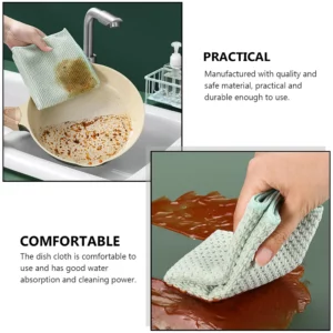 5 Pcs Dish Towels Kitchen Rag Cleaning Cloths Tableware Rags Dishcloth 30X30X02 Green - Image 3
