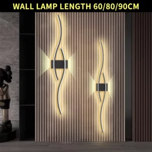 Modern LED Strip Wall Lamp Double Curve Remote Control Light Bedside Decor Black Gold Wall Sconces Living Room Bedroom Led Fixtu - Image 5