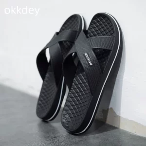 New Summer Slippers Men Basic Beach Outdoor Round Toe Fashion Men Massage Anti Slip Black Big Size Slippers Best Sellers In 2023 - Image 1