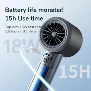 JISULIFE Mini Portable Hand Fan, 100 Wind Speeds, 5000mAh USB Battery Rechargeable, LED Digital Display, Travel,Camping,Outdoor - Image 4