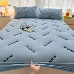 1 pc Quilted Mattress Cover White Color Letter Embroidery Bed Cover Single/Queen/King Mattress Protector Thick Fitted Bed Sheet - Image 3