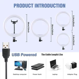 ZOMEI 110cm Tripod 10"LED Selfie Ring Light RGB Photography Video Light Phone Stand Fill Light Dimmable Lamp Trepied Streaming - Image 5