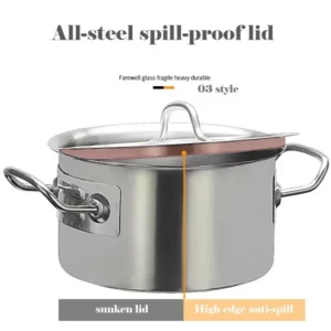2.7/3.7L Stainless Steel Multipurpose Pot Double Ear Compound Bottom Sauce Stew Pan Baking Milk Home Kitchen Cooking Pot - Image 4