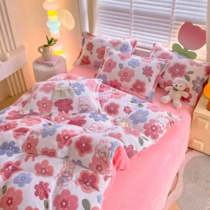 1pc Flower Printed Duvet Cover for Winter Warm Thick Quilt Cover funda nordica Soft Fleece Fluffy Comforter Cover 220x240cm 이불커버 - Image 4