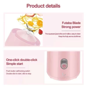 Zai Xiao 500Ml Portable Blender 6 Blades Usb Rechargeable Fresh Fruit Juice Mixer Electric Shake Cup Cute Blender Smoothie Ice C - Image 3