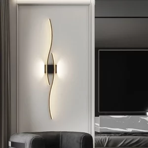Modern LED Strip Wall Lamp Double Curve Remote Control Light Bedside Decor Black Gold Wall Sconces Living Room Bedroom Led Fixtu - Image 3