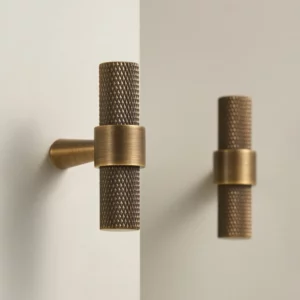 Nurlin Solid Brass Knurled Art Deco Retro Antique industrial style Cabinet Wardrobe Drawer Handle T-bar Pull - Image 6