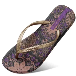 New Women Summer Bohemia Beach Sandals Flat Flip Flops Ladies Fashion Slippers Indoor Shoes Silver Floral Slides - Image 3