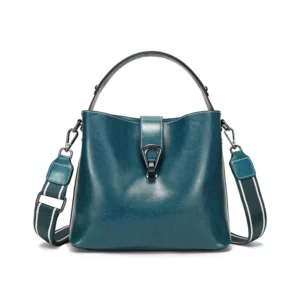 Real Oil Wax Leather Women's Bucket Bag Casual and Simple Handbag Large Capacity Ladies Cowhide Fashionable Crossbody Tote Bag - Image 3