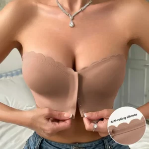 Front button underwear bra no underwire smooth breathable comfortable solid color gathering no trace invisible - Image 2