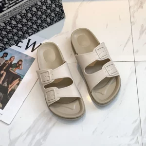 Summer Slippers Women Casual Clogs PVC Breathable Double Buckle Jelly Shoes Slip On Flip Flops Shoe Female Beach Sandals Mujer - Image 3