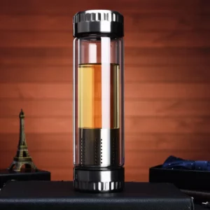 280/350/500ML Glass Water Bottle Stainless Steel Tea Infuser Filter Double Wall Lid Thick Bottom Drinking Office Home Cup Gift - Image 1