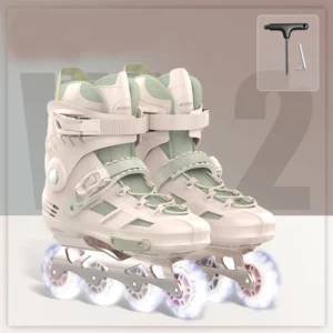 Professional Adults Inline Roller Skate Shoes For Women Men Sneakers With Flashing 4 Wheels Skates Outdoor Racing Speed Skating - Image 4