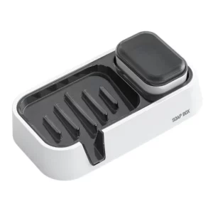 Multifunctional Soap Box Double-layer Soap Storage Rack with Cleaning Brush Holder Kitchen Bathroom Non-Slip Cleaning Tool - Image 6