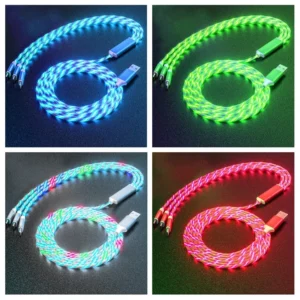 NNBILI Glowing LED Light USB 3 IN 1 cable Phone Fast Charging Charger Luminous Type C Cable For Xiaomi iPhone Phone Accessories - Image 5
