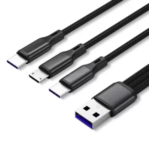 3 in 1 USB Charge Cable 3 Type-C 3 Micro USB Spliter Cord Fast Charging 5A For Mobile Phone Power Bank Charging Together 1.2m - Image 6