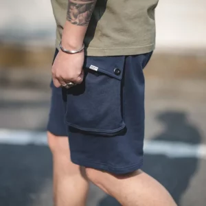 Maden Navy Blue P44 Cargo Joggers Shorts Men Loose Cotton Large Pocket Work Tactical Short Pants Amekaji Casual Knitted Shorts - Image 2
