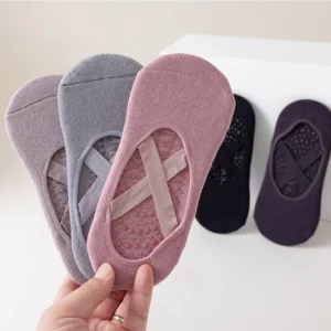 Yoga Socks Women Cotton Silicone Non-slip Pilates Grip Towel No-Show Barre Sock - Image 4