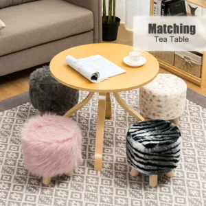 Plush Fabric Ottoman Cover Footrest Covers Artificial Wool Soft Sheepskin Chair Covers Footstool Protector Covers Without Stool - Image 4