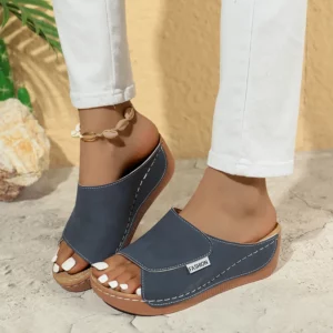 Summer Soft Platform Slippers Women 2025 Fashion Peep Toe Wedges Flip Flops Woman Light Med Heel Non-Slip Beach Shoes Slides - Image 4