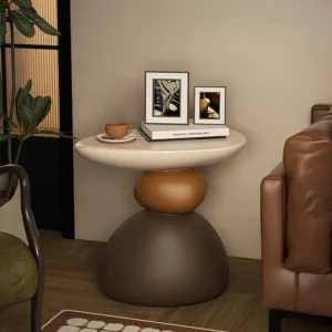 Modern Creative Imitation Stone Coffee Table, Living Room Decor, Resin Round Table, Movable Tea Table, Minimalist Furniture - Image 1