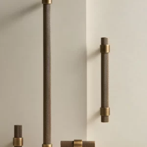 Nurlin Solid Brass Knurled Art Deco Retro Antique industrial style Cabinet Wardrobe Drawer Handle T-bar Pull - Image 4