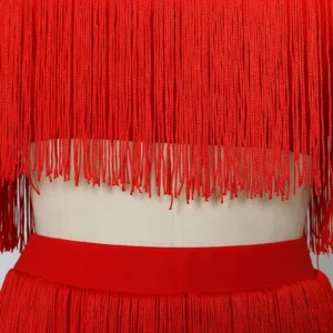 Summer Outfits For Women 2023 Women's Sexy Tassel Sling Crop Top Short Skirt Two Piece Set Red Party Dress Traf African Fashion - Image 2