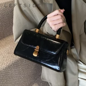 LEFTSIDE Small PU Leather Crossbody Bags Lady with Short Handle Flap Shoulder Bag for Women 2024 Designer Y2K Ladies Handbags - Image 1