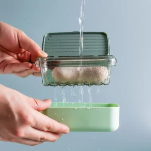 Double Layer Drain Dish Soap Box Portable Outdoor Travel Soap Case With Cover Shower Soap Holder Sponge Storage Plate - Image 3
