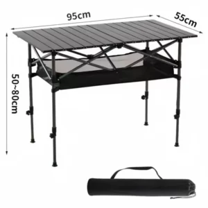 Adjustable Height Camping Table Lightweight Foldable Outdoor Picnic Table All-Terrain Roll Top Design For BBQ Hiking Travel - Image 5