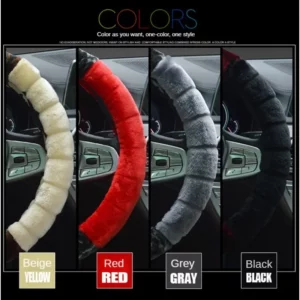 Winter Super Soft Plush Creative stitching Car Steering Wheel Cover Universal,Warm Faux Fur Auto Handlebar on the Steering-Wheel - Image 3