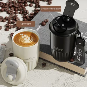 410ml Ceramic Liner Thermos Coffee Cup Double Wall Stainless Steel Vacuum Insulated Thermos For Coffee Thermal Mug Tumbler Gift - Image 5